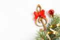 Wooden treble clef and decorations Royalty Free Stock Photo