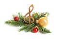 Wooden treble clef and decorations Royalty Free Stock Photo