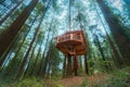 Wooden tree house in forest Royalty Free Stock Photo