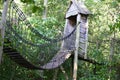 Wooden tree hut structure in a park (Haarlemmermeerse bos) Royalty Free Stock Photo