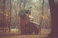 Wooden treehouse in a forest