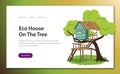 Wooden treehouse with upstairs poster