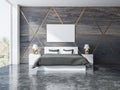 Wooden triangle pattern bedroom interior, poster