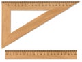 Wooden triangle and ruler