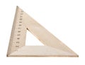 Wooden triangle, ruler isolated on white background Royalty Free Stock Photo