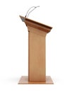 Wooden tribune on white background. Side view. 3d rende