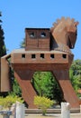 Wooden Trojan horse on the entrance to Royalty Free Stock Photo