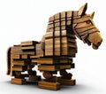 Trojan horse of wood blocks Royalty Free Stock Photo