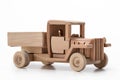 Wooden truck side view on white background. Royalty Free Stock Photo