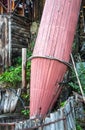 Wooden tub for carpet washing under a stream of water