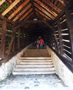 Wooden tunnel going up to the Church on the Hill in Sighisoara Transylvania Romania Royalty Free Stock Photo