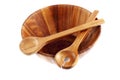 Wooden tureen with two wooden cooking spoons