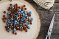 Wooden and Turquoise Beads Flat Lay