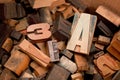 Wooden typescript letters inside a box Royalty Free Stock Photo