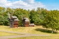 Wooden Ukrainian mill in the Chernivtsi Regional Museum of Folk Architecture and Life, Chernivtsi, Ukraine