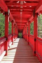 Red Covered Wooden Bridge over the Kaslo River, West Kootenay, British Columbia Royalty Free Stock Photo