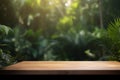 wooden up color leaf space design podium mock green platform palm. Generative AI.