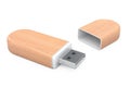 Wooden USB Flash Memory Drives. 3d Rendering Royalty Free Stock Photo