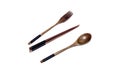 Wooden utensils from bamboo on a white background Royalty Free Stock Photo