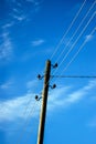 Wooden Utility Pole with Power Lines Royalty Free Stock Photo