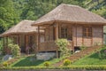 Wooden vacation bungalows in jungle Royalty Free Stock Photo