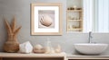 Seashell Bathroom Decor: Framed Worm Shell In Soft Pink And Brown Tones Royalty Free Stock Photo