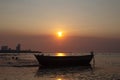 Wooden vintage boat in the twilight time