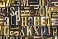 Alphabet letterpress blocks wood Royalty Free Stock Photo