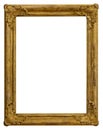 Wooden vintage rectangular gilded antique empty picture frame Royalty Free Stock Photo