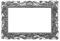 Wooden vintage rectangular silver-plated, silver antique empty picture frame Royalty Free Stock Photo