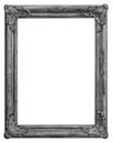 Wooden vintage rectangular silver-plated, silver antique empty picture frame Royalty Free Stock Photo