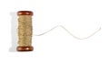 Wooden vintage reel of twine on white