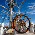 Wooden vintage Ship wheel, Sailboat helm.