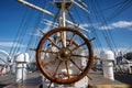 Wooden vintage Ship wheel, Sailboat helm.