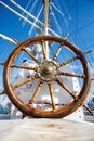 Wooden vintage Ship wheel, Sailboat helm.