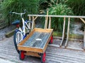 Wooden wagon and cruiser bike on Fire Island Royalty Free Stock Photo