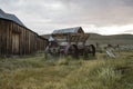 Wooden wagon in field, Bodie, California Royalty Free Stock Photo