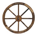 Wooden wagon wheel isolated on white background Royalty Free Stock Photo