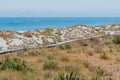 Wooden walk way on the beach Royalty Free Stock Photo