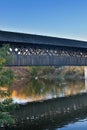 Wooden walking bridge on an autumn afternoon