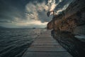 Wooden walking pier over Lake Ohrid