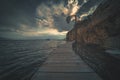 Wooden walking pier over Lake Ohrid