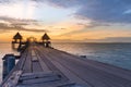 Wooden walking way leading to ocean Royalty Free Stock Photo