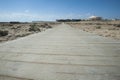 Wooden walkway across sand dune