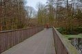 Wooden walkway in Gentbrugse Meersen nature reserve, Ghent, Belgium Royalty Free Stock Photo