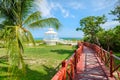 Wooden walkway leading to the shore at Varadero beach in Cuba