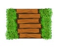 Wooden Walkway Rested Among Green Lawn Grass as Footpath Landscape Design Vector Illustration