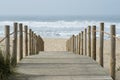 Wooden walkway to access the beach of Esmoriz in Portugal Royalty Free Stock Photo