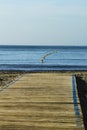 Wooden walkway to the beach in Santa Pola Royalty Free Stock Photo