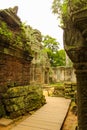 A wooden walkway to protect this impressive temple site of Ta Prohm